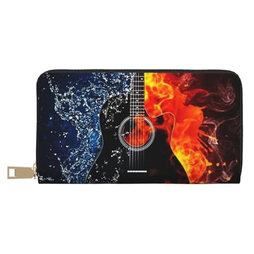 MLTRFGJ Twister Polka Dots Durable Printed and Fashionable Leather Wallet with Secure Zipper Closure, Ice and Fire Gitarre, One size von MLTRFGJ