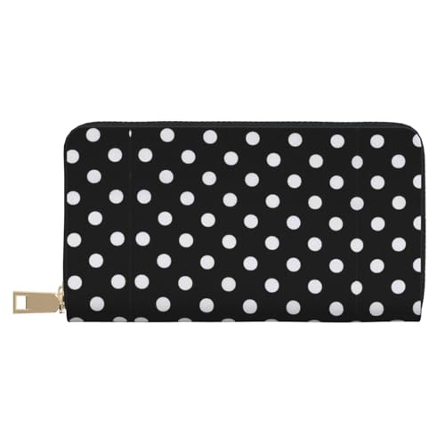 MLTRFGJ Twister Polka Dots Durable Printed and Fashionable Leather Wallet with Secure Zipper Closure, Schwarz & Weiß Big Dot, Einheitsgröße von MLTRFGJ