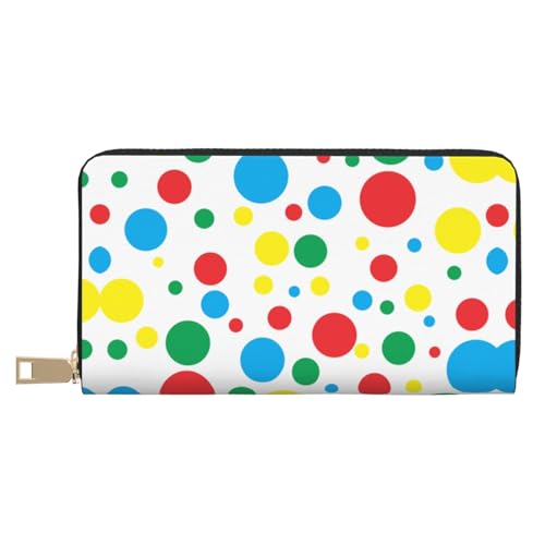 MLTRFGJ Twister Polka Dots Durable Printed and Fashionable Leather Wallet with Secure Zipper Closure, Twister Polka Dots, One size von MLTRFGJ