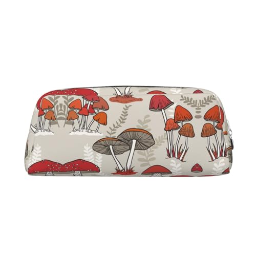 Multifunktionales Federmäppchen aus Leder mit rotem Pilz-Motiv, geeignet für Schule, Büro und Reisen, silber, Einheitsgröße, Kosmetiktasche Multifunktionales Federmäppchen aus Leder mit rotem Pilz-Motiv, geeignet für Schule, Büro und Reisen, silber, Einheitsgröße, Kosmetiktasche von MLTRFGJ