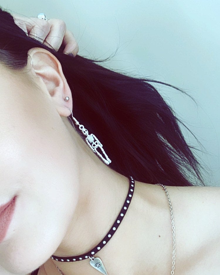 Skelett Halloween Silber Ohrringe Skelett Halloween Silber Ohrringe von MLTcrystaljewellery