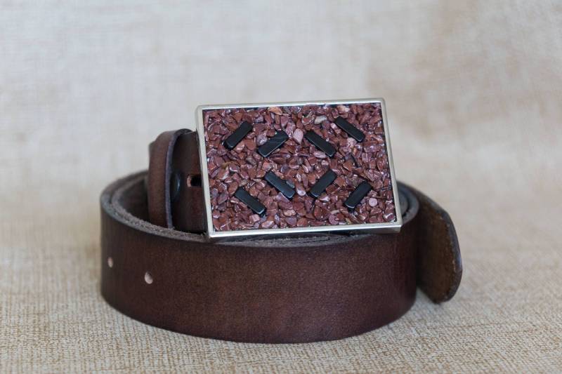 Jaspis Und Schwarzer Stein Naturstein Gürtelschnalle von MLWJewelry