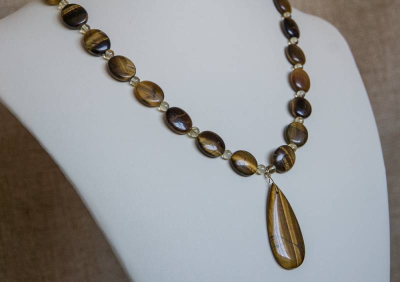 Tigerauge Und Citrin Halskette von MLWJewelry