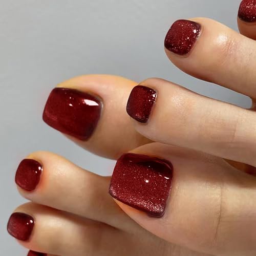 Drücken Sie Auf Zehennägel Katzen Augen Gefälschte Zehennägel Quadratische Falsche Nägel Mit Design Vollbezüge Acrylstock Auf 24 Pcs Press Für Frauen von MLWSKERTY