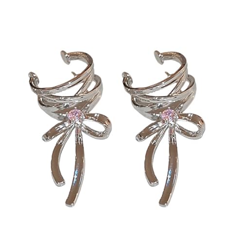 Elegante Und Trendige Bowknot Ribbon Ohrringe Und Einzigartige Metallhöhle Line Ohrklammern Schmücken Trendy Bowknotmanschette Frauen Exquisite Metallhöhle Line Manschetten von MLWSKERTY