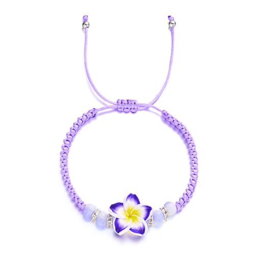 Geflochtenes Armband Mit Plumeria Charme Verstellbares Weiches Tonarmband Handgefertigtes Strandschmuck Bunte Armband Frauen Geflochtene Strandschmuck von MLWSKERTY