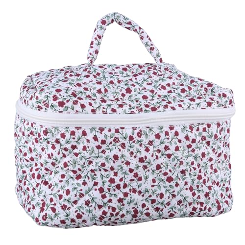 Gesteppte Make Up Tasche Mit Reißverschluss Blumenmuster Kulturbeutel Kosmetiktasche Modische Aufbewahrungslösung Für Frauen von MLWSKERTY