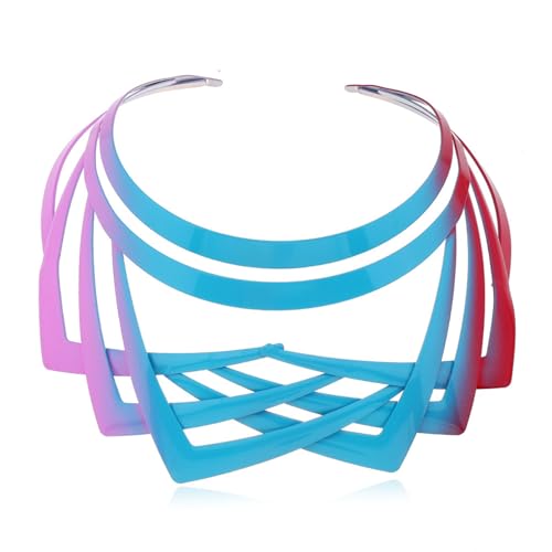 Layered Neck Kette Luxuriöser Halskette Moderner Kantiger Kragen Schmuck Elegante Halshorn Schulterkette Metallic Choker Layered von MLWSKERTY