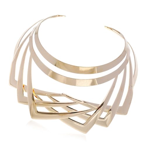 Layered Neck Kette Luxuriöser Halskette Moderner Kantiger Kragen Schmuck Elegante Halshorn Schulterkette Metallic Choker Layered von MLWSKERTY