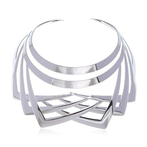 Layered Neck Kette Luxuriöser Halskette Moderner Kantiger Kragen Schmuck Elegante Halshorn Schulterkette Metallic Choker Layered von MLWSKERTY