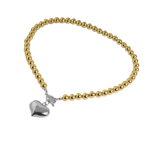 Lebendige Verstellbare Legierungsherzherzherzanhänger Halskette Für Frauen Und Männer Stilvolle Partyzubehör Collarbone Kette Charm Fett Herz Runde Perlen Halskette von MLWSKERTY