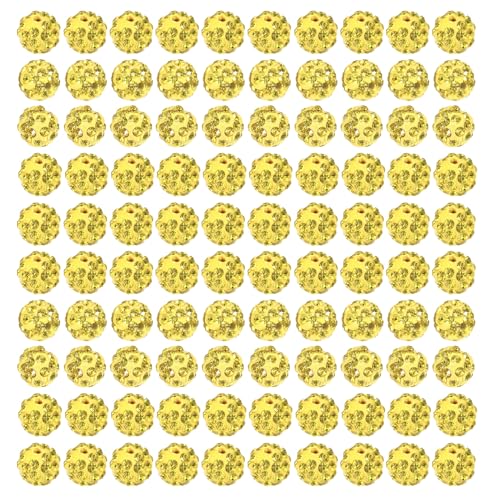 MLWSKERTY 100 Pcs 10 Mm Funkelnde Kristallperlen Set Weiche Und Fliegende Disco Kugel Tonperlen Strasssperlen Für Handgefertigtes Zubehör von MLWSKERTY