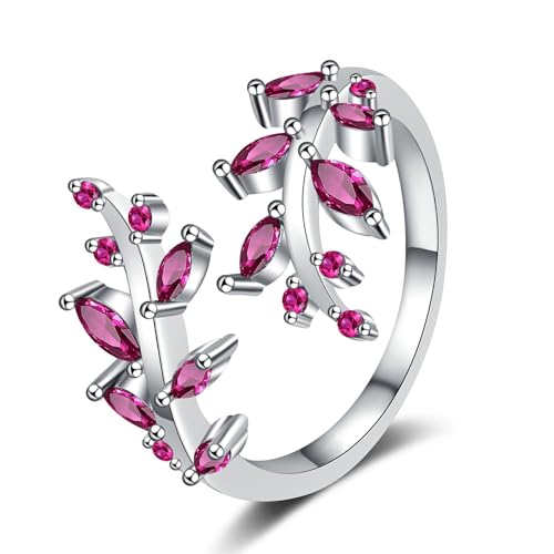 MLWSKERTY Delikate Diamanten AST Ringe In Robuster Kupferkubikzirkonia Blattringe Für Alltägliche Eleganzen Trendy Leaf von MLWSKERTY