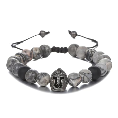 MLWSKERTY Einstellbare Helme Armband Natursteinarmband Trendy Gothic Handgelenk Schmuck Zirkon Textur Für Männer Geeignet von MLWSKERTY