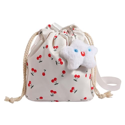 MLWSKERTY Frauen Eimer Bag Draw String Schulter Shopping Dating Kirschen Muster Crossbod von MLWSKERTY