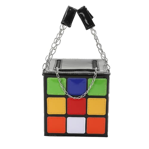 MLWSKERTY Frauen Handtasche Niedliche Würfelform Cuph Form Geldbeutel Hochglänzende Leder Clutch Tasche Mit Kettengriff Trendige Handtasche von MLWSKERTY