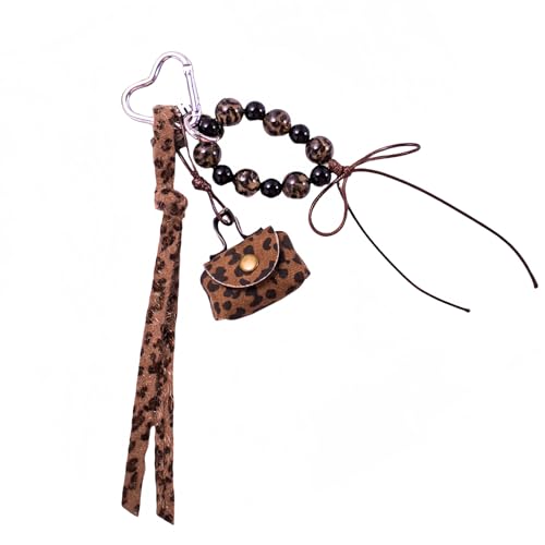 MLWSKERTY Leoparden Print Geldbeutel Keychain Accessoire Perlen Seil Geflochten von MLWSKERTY