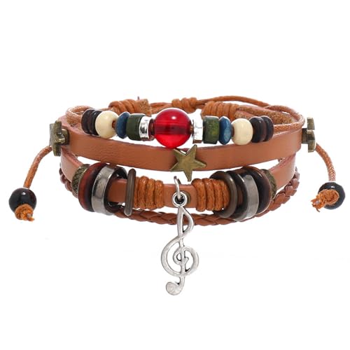MLWSKERTY Verstellbares Lederperlen Armband Stylische Und Komfortable Manschettenbänder Mehrschichtige Armbänder Manschettenknopf Schmuckgeschenk von MLWSKERTY