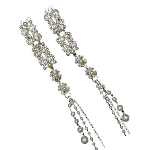 Mode Silberne Haarclip Ethnische Haarnadel Mit Strasssteinen Und Perlen Verzierungen Braut Hochzeitshaarzubehör von MLWSKERTY