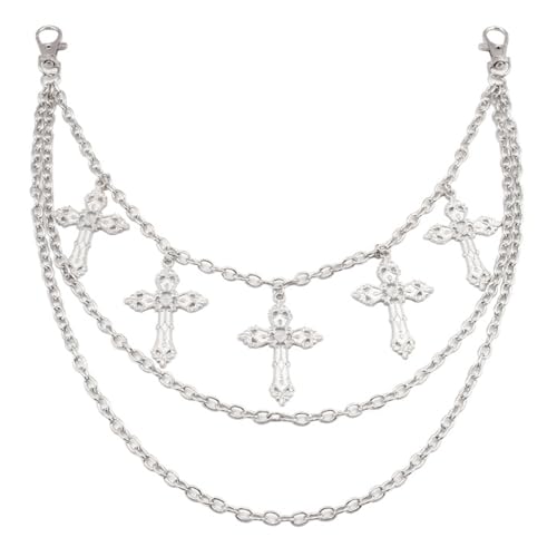 Punk Jeans Hosen Kette Multi Layer Punk Cross Charme Tailet Wallet Gürtel Für Hip Hop Tänzer Jean Chain von MLWSKERTY