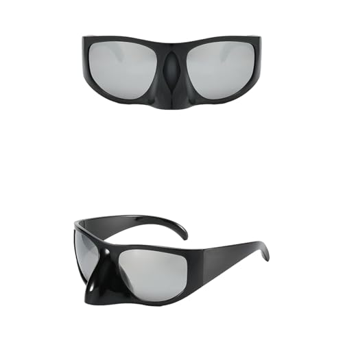 Y2k Futuristische Sonnenbrille für Erwachsene, Unisex, Karneval, Nachtclub, Fotografieren, Subkultur-Sonnenbrille, Sonnenschutz, übergroße Sonnenbrille, trendige, übergroße Sonnenbrille, Damen, von MLWSKERTY