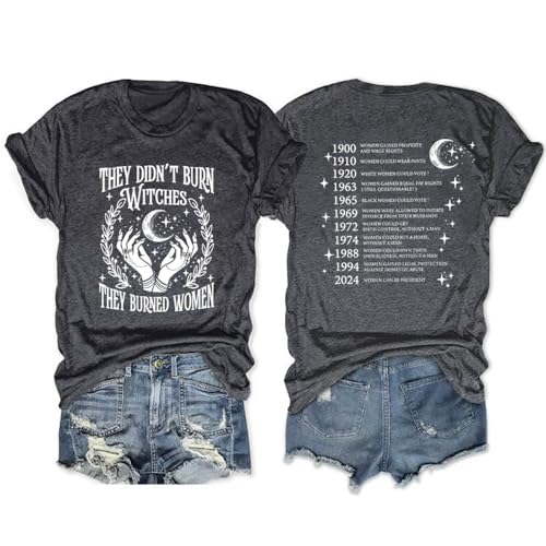 Damen-Shirts mit Aufschrift "They Didn't Burn Witches They Burned", kurzärmelig, Schwarz / Grau 2, XX-Large von MLZHAN