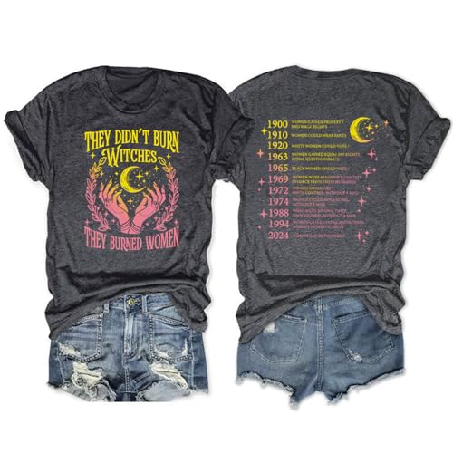 Damen-Shirts mit Aufschrift "They Didn't Burn Witches They Burned", kurzärmelig, Schwarz Grau, X-Groß von MLZHAN