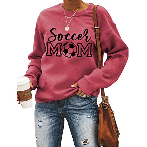 Damen Sport Kpop Sweatshirts Fußball Mutter Tag Fußball Hoodie Tops Weiblich Harajuku Langarmshirts Mantel, Rot 1, X-Large von MLZHAN