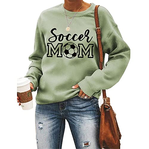 Damen Sport Kpop Sweatshirts Fußball Mutter Tag Fußball Hoodie Tops Weiblich Harajuku Langarmshirts Mantel, olivgrün, Medium von MLZHAN