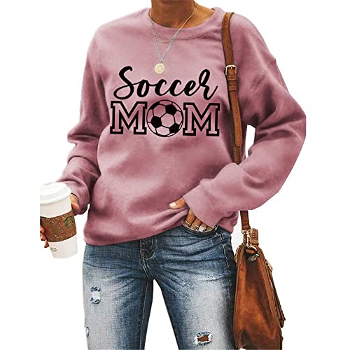 Damen Sport Kpop Sweatshirts Fußball Mutter Tag Fußball Hoodie Tops Weiblich Harajuku Langarmshirts Mantel, rose gold, Large von MLZHAN