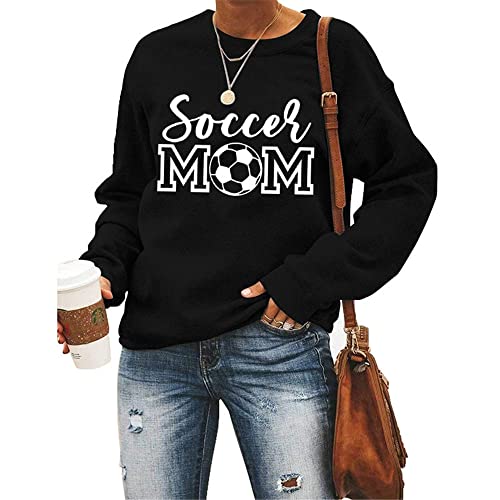 Damen Sport Kpop Sweatshirts Fußball Mutter Tag Fußball Hoodie Tops Weiblich Harajuku Langarmshirts Mantel, schwarz, Medium von MLZHAN