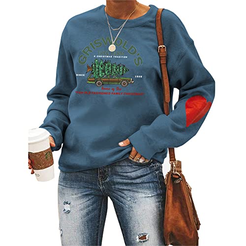 Griswold's Tree Farm Damen Sweatshirt Weihnachten Familie Grafik Ästhetische Sweatshirts mit rotem Herz, blau, X-Large von MLZHAN