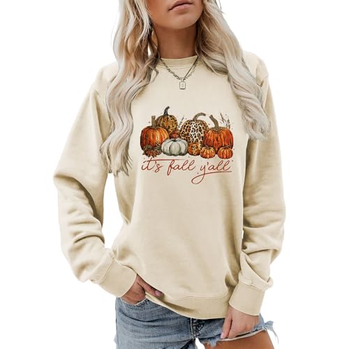MLZHAN It's Fall Yall Halloween-Sweatshirts für Damen, farbenfroher Leoparden-Kürbis-Mantel, Herbst, Winter, lässig, Harajuku, Geschenk, Mantel, Tops, beige, L MLZHAN It's Fall Yall Halloween-Sweatshirts für Damen, farbenfroher Leoparden-Kürbis-Mantel, Herbst, Winter, lässig, Harajuku, Geschenk, Mantel, Tops, beige, L von MLZHAN