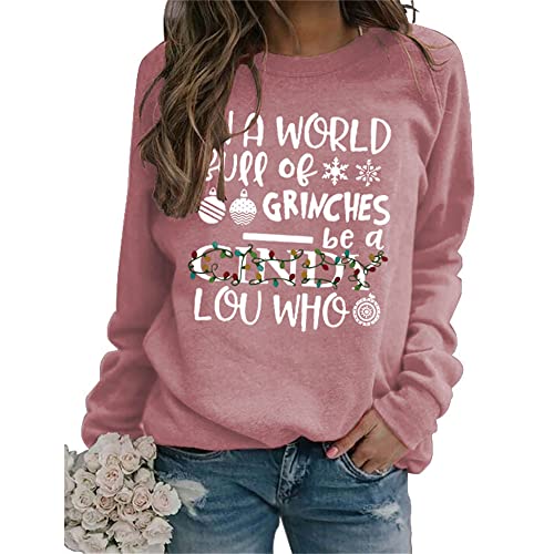 Women In A World Full of Grinches Sweatshirts Rundhalsausschnitt Langarm Tops Female Harajuku Sweatshirt Tops, Ros?gold, 36 von MLZHAN