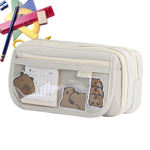 MLqkpwy Organizer für Schreibwaren, Federmäppchen für Mädchen | Niedliche Panda-Aufbewahrungstasche mit großem Fassungsvermögen für Bleistift, multifunktionale Bleistiftbox für Grundschule,, Cremig von MLqkpwy