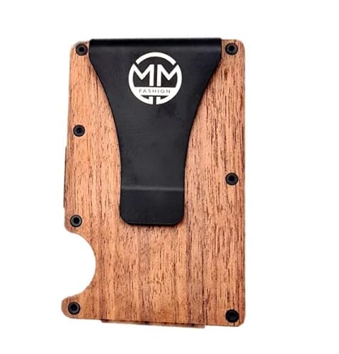 Kreditkartenetui für Herren aus Holz mit RFID Schutz | Kartenetui mit Geldklammer zur Aufbewahrung von bis zu 12 Karten | Mini Wallet | Slim Wallet | Card Holder mit Geldclip (Light brown) von MM FASHION MODERN MAN FASHION