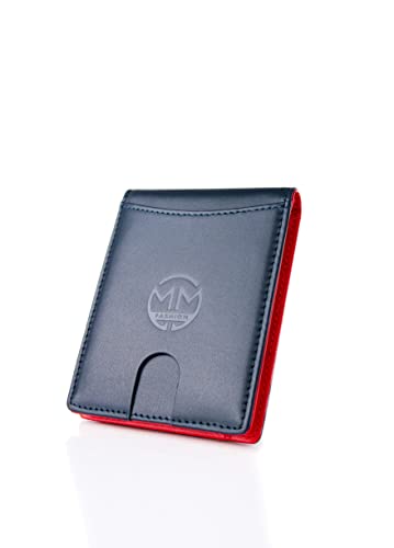 MM FASHION MODERN MAN FASHION Leder Mini Geldbörse mit RFID-Schutz I Slim Wallet ohne Münzfach I echtes Leder I Geldbeutel I Kreditkartenetui - (Blue) von MM FASHION MODERN MAN FASHION