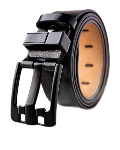 MM FASHION MODERN MAN FASHION VRLEGEND Ledergürtel Herren 125cm Gürtel Leder Jean Business Metall Retro Jeansgürtel Vollrindleder 35mm Breite (schwarze schwarze Schnalle) von MM FASHION MODERN MAN FASHION
