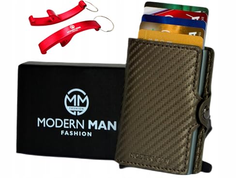 MM Fashion Kartenetui aus Kunstleder Grün – Kompakt & Elegant – Geldbeutel mit RFID-Schutz & Münzfach – Geldbörse mit Cardprotector für 6 Karten – Portemonnaie mit Druckknopf von MM FASHION MODERN MAN FASHION