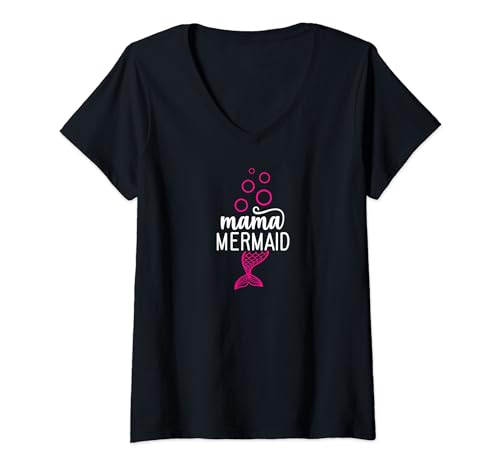 Damen Mama Meerjungfrau - Sommerspaß T-Shirt mit V-Ausschnitt von MM Squad