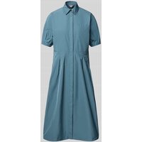 MM Leicht ausgestelltes Hemdblusenkleid mit verdeckter Knopfleiste Modell 'CADMIO' in Hellblau, Größe 38 von MM