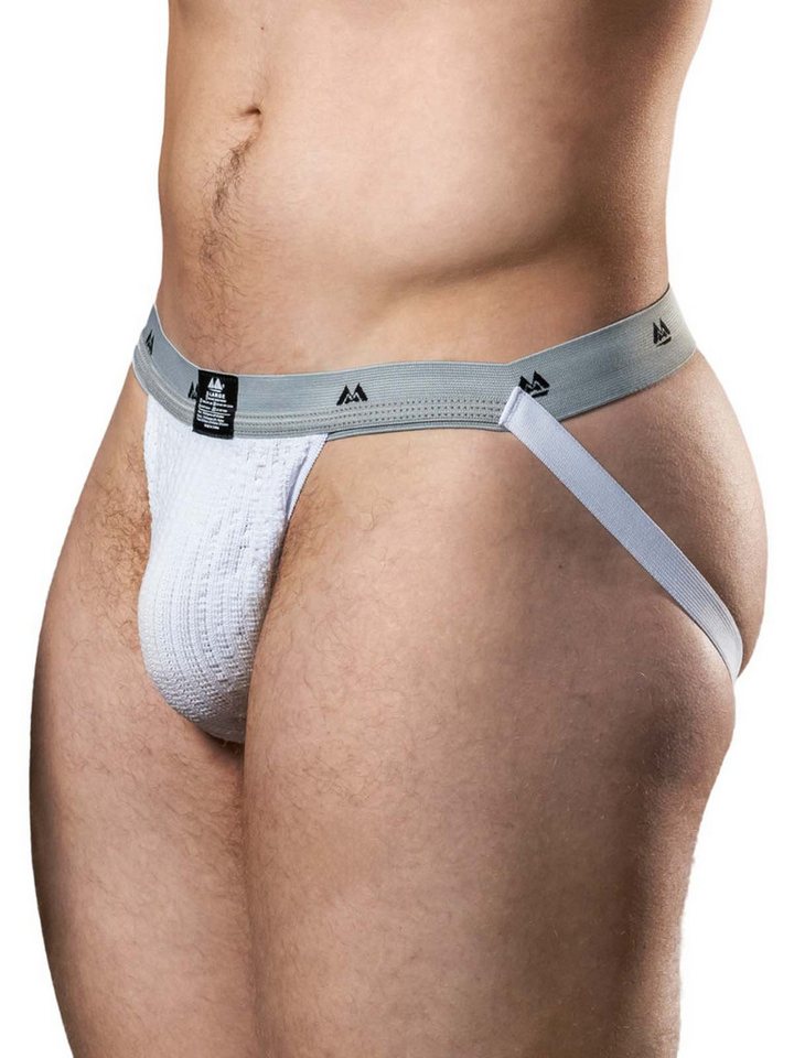 MM String MM The Original Swimmer/Jogger Jockstrap Underwear White/Grey 1 inch L von MM