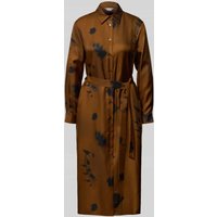 MM Tailliertes Hemdblusenkleid aus reiner Seide Modell 'JADI' in Cognac, Größe 40 von MM