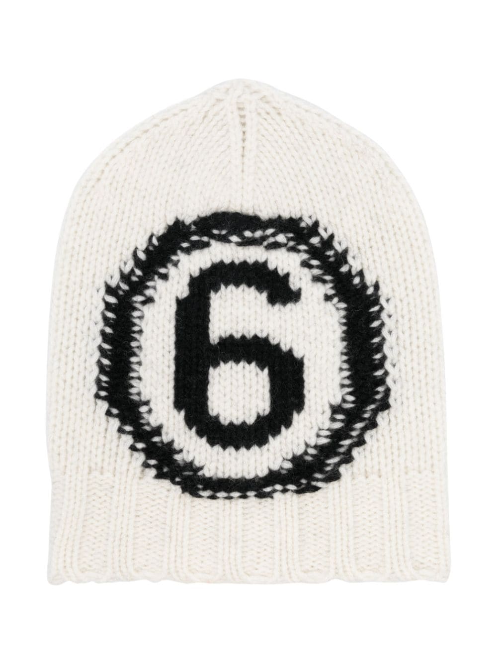 MM6 Maison Margiela Kids Beanie mit Intarsien-Logo - Weiß von MM6 Maison Margiela Kids