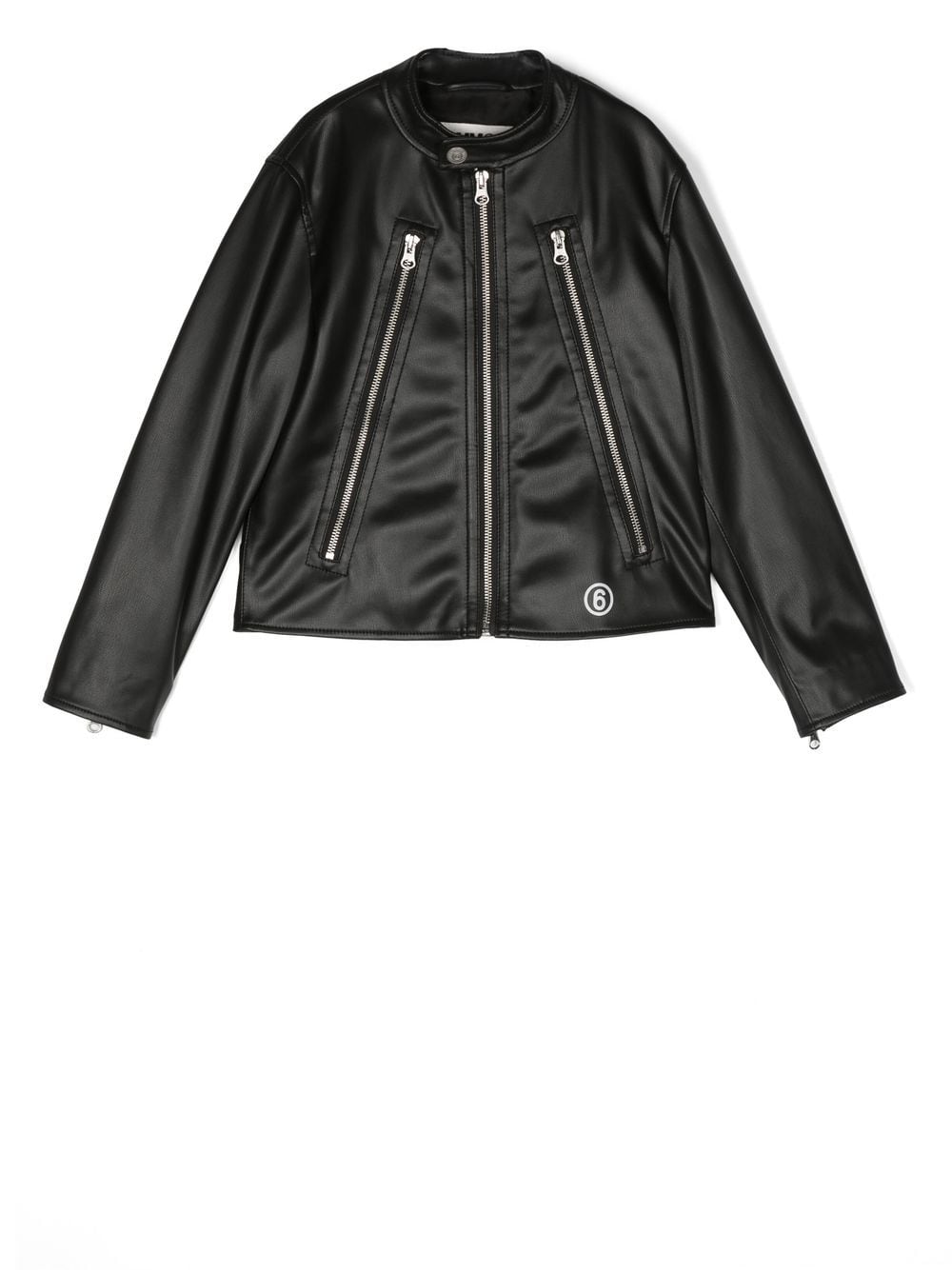 MM6 Maison Margiela Kids Bikerjacke mit Logo-Print - Schwarz von MM6 Maison Margiela Kids