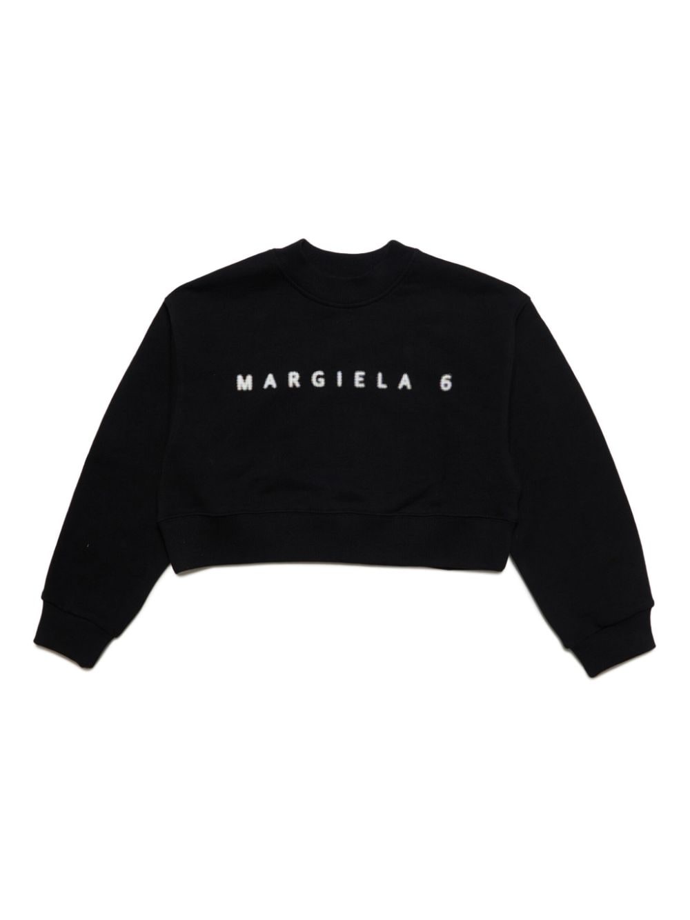 MM6 Maison Margiela Kids Cropped-Sweatshirt mit Logo-Print - Schwarz von MM6 Maison Margiela Kids