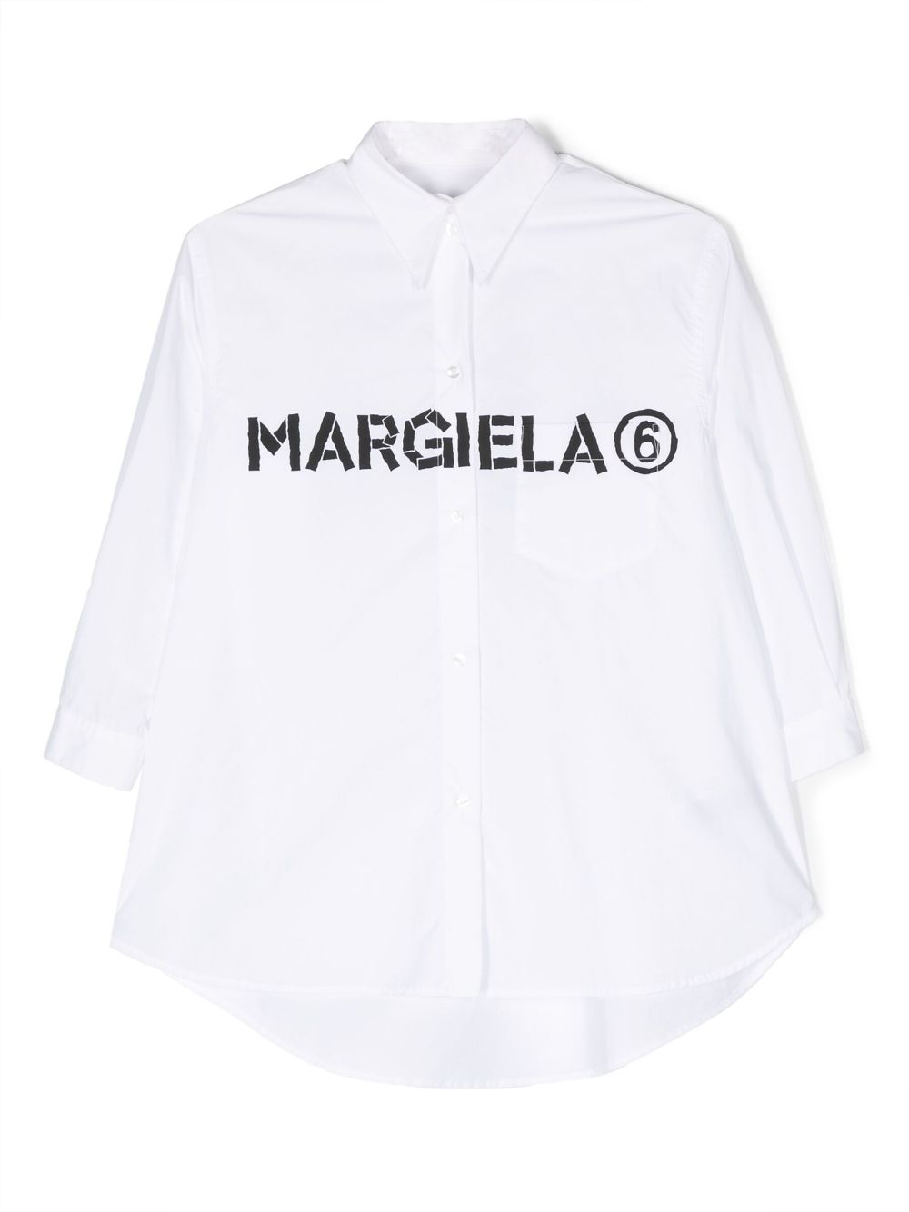 MM6 Maison Margiela Kids Hemdkleid mit Logo-Print - Weiß von MM6 Maison Margiela Kids