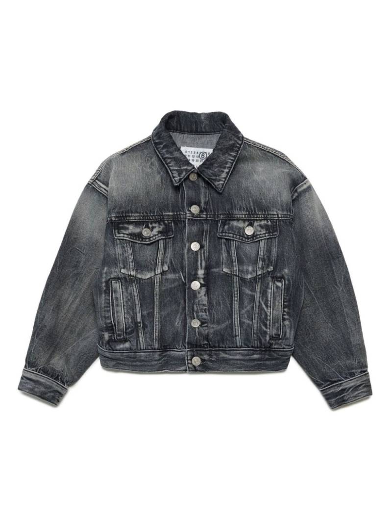 MM6 Maison Margiela Kids Jeansjacke mit Logo-Stickerei - Grau von MM6 Maison Margiela Kids