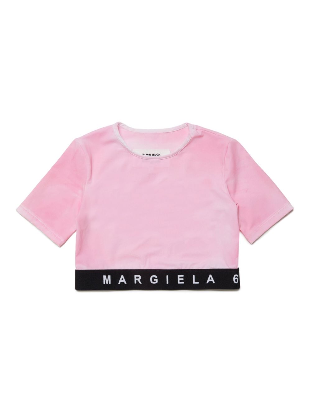 MM6 Maison Margiela Kids T-Shirt in Distressed-Optik mit Logo - Rosa von MM6 Maison Margiela Kids