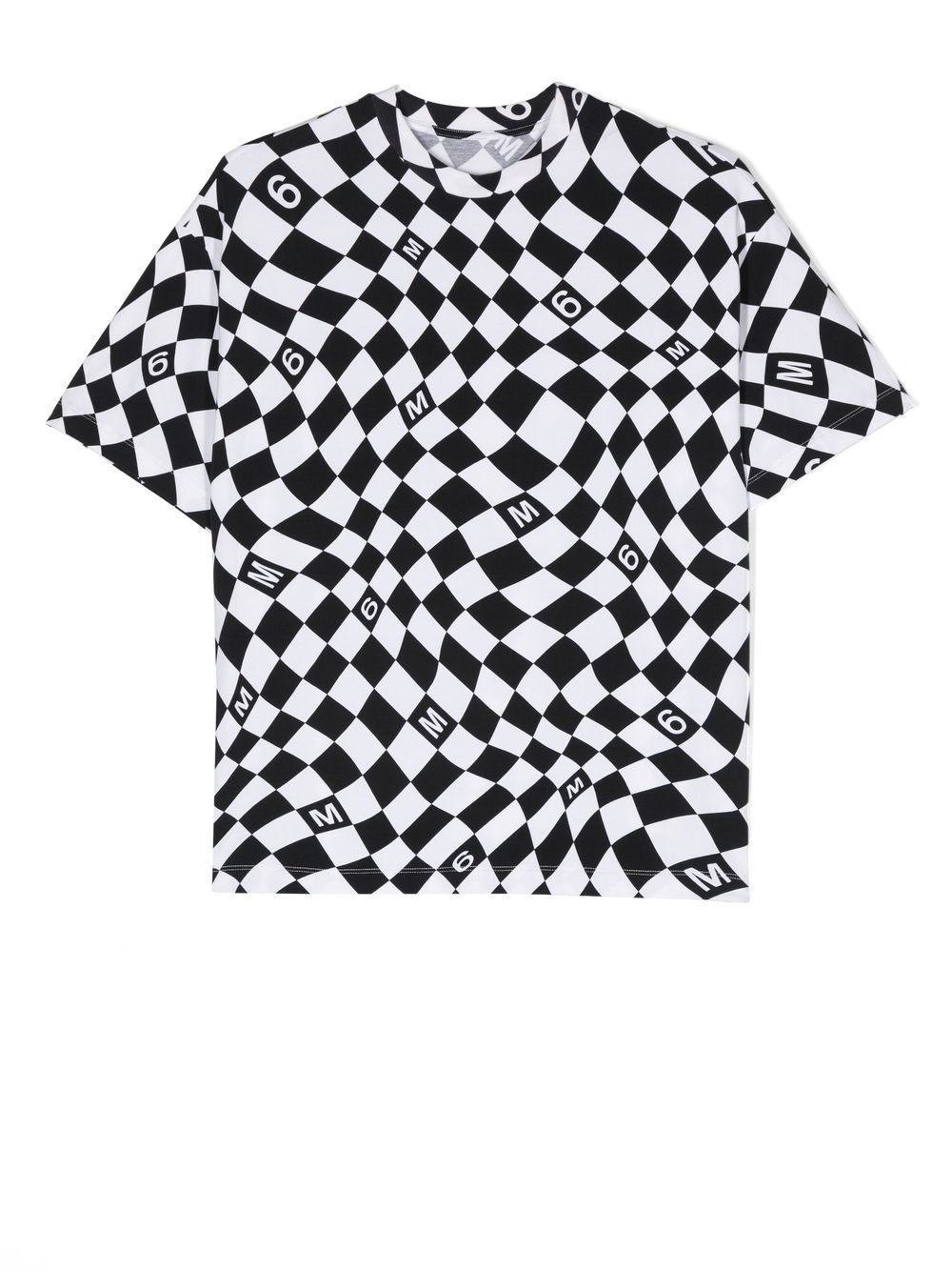 MM6 Maison Margiela Kids T-Shirt mit Karomuster - Schwarz von MM6 Maison Margiela Kids